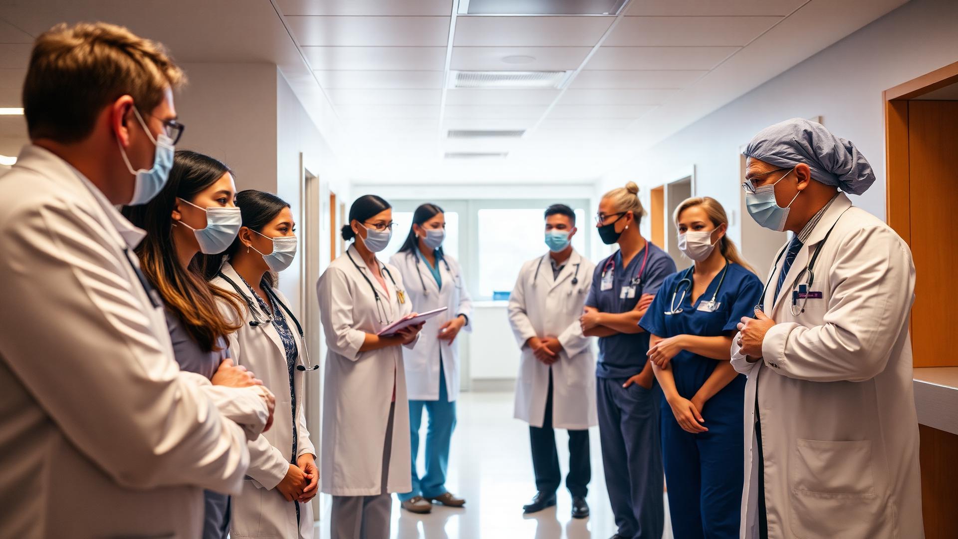 Healthcare professionals collaborating in a modern Canadian hospital